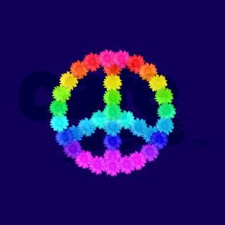 Rainbow Flower Peace Sign Round Sticker by slackerLand