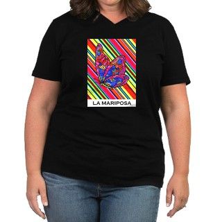 La Mariposa Womens Plus Size V Neck Dark T Shirt by maisonceleste