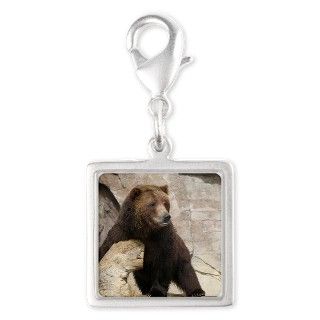 Big Black Bear with Long Claw Silver Square Charm by listing store 11899450