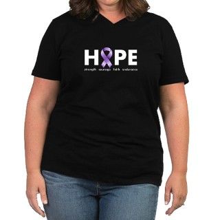 Purple Ribbon Hope Womens Plus Size V Neck Dark T by AwarenessTShirts
