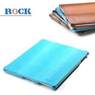 Rock Luxury Ipad3 Pu Leather Smart Cover Case, Cover Front and Back, with Wake up and Sleep Function Especially Designed for the Ipad 3 the New Ipad + Crystal Cleaner Screen Protector and a Microfiber Cleaning Cloth As Gifts   Blue Computers & Accesso