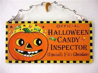 Halloween Home Decor   OFFICIAL HALLOWEEN CANDY INSPECTOR (Especially If It's Chocolate)   Wood Sign   12.5" X 6" Not Including Metal Hanger   Comes Packaged with a Tropical Magnet Featuring a Starfish, Palm Tree, Sailboat and Anchor  