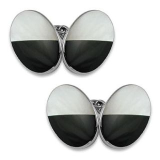 onyx and mother of pearl oval cufflinks by john m start & co.