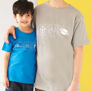 personalised dad and child hobbies t shirts by a piece of ltd