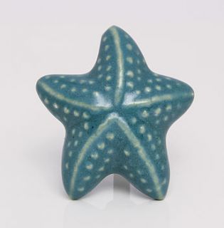 blue ceramic starfish drawer knob by trinca ferro
