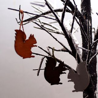 hanging squirel decorations set of six by drift living