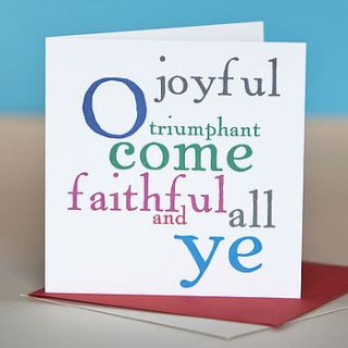 'o come all ye faithful' christmas card by belle photo ltd