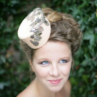 felt hat with antique lace and embelishments by the headmistress