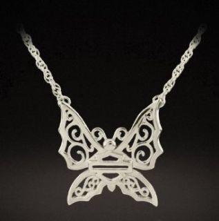 H D Stamper Women's Sterling Silver Platinet™ Butterfly Necklace, 18 Chain. PN7483 Clothing