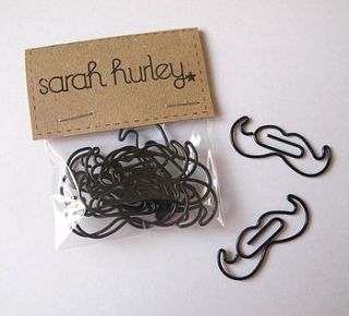 set of 10 moustache shaped novelty paperclips by sarah hurley designs