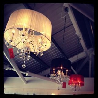 crystal drop chandelier with shade by made with love designs ltd