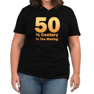 Turning 50 Womens Plus Size V Neck Dark T Shirt by wordthunder