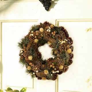 pinecone berry and fir dusted wreath by dibor