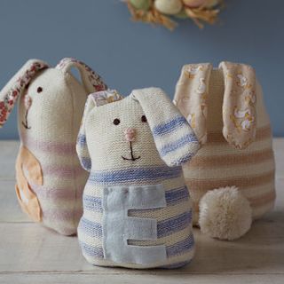 personalised striped rabbit by laura long