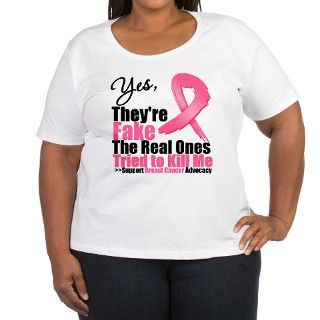 Yes Theyre Fake Breast Cancer T Shirt by breastcancershirts