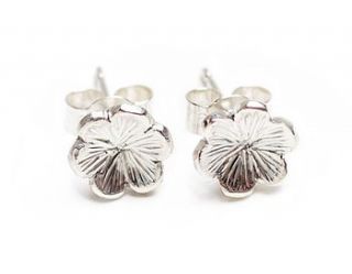 engraved petal stud earrings by kirsty taylor jewellery