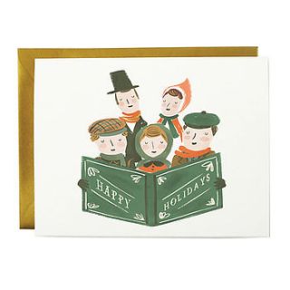 christmas carollers card by fox and star