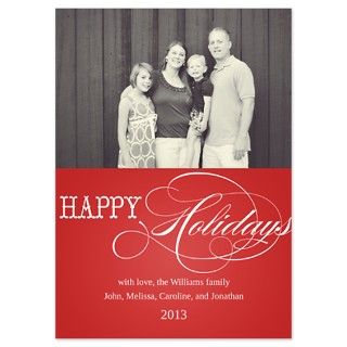 Elegant Happy Holidays Christmas Card  Red by fancybelle