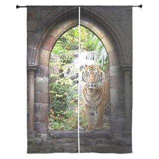 Jungle Tiger Waterfall Curtains by FantasyArtDesigns