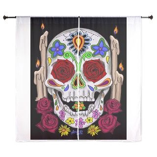 Dia de Los Muertos Skull 60 Curtains by ArdrasArt