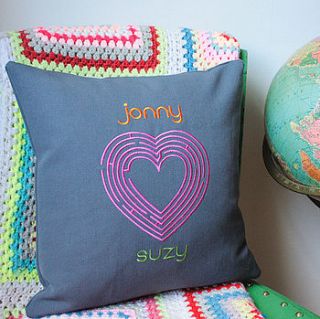 personalised heart maze cushion by susiemaroon