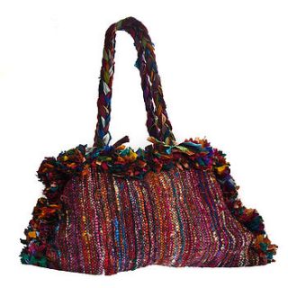 handmade recycled silk multicoloured bag by felt so good