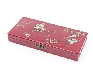 red leather jewellery box by orchid furniture