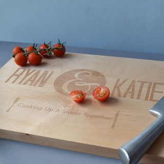 personalised engraved name chopping board by clouds and currents