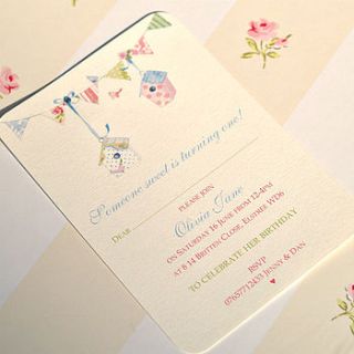 personalised birds house bunting invitation by beautiful day