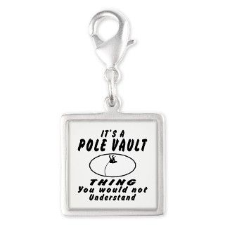 Pole vault Thing Designs Silver Square Charm by Rockstar15