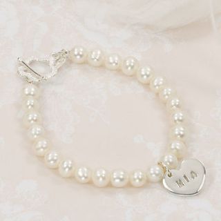 flower girl personalised pearl bracelet by emma hadley