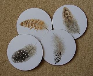 set of four feather coasters by club matters