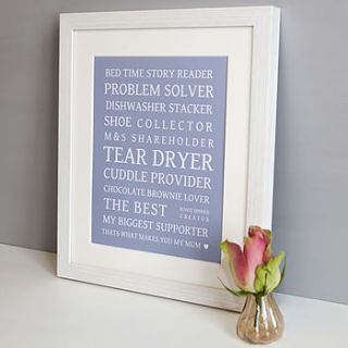 personalised 'that's what makes a mum' print by elephant grey