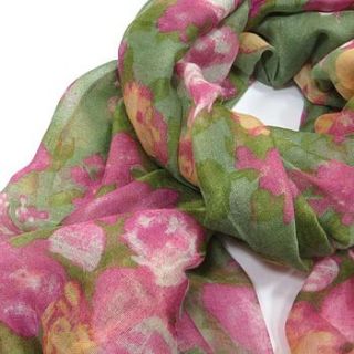 soft vintage pink and green floral scarf by molly & pearl