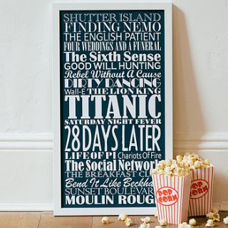 personalised 'top twenty films' print by milly's cottage