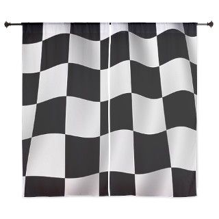 Black Racing Flag Checkerboard Curtains by crazycheckerboards