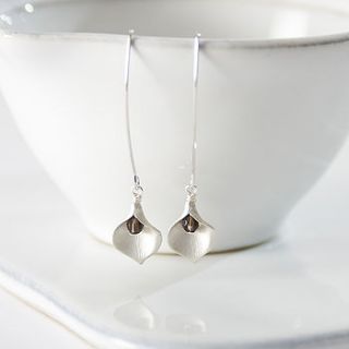 silver plated lily drop earrings by simply suzy q