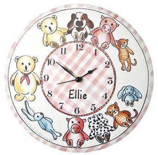 personalised teddies clock girls by animurals