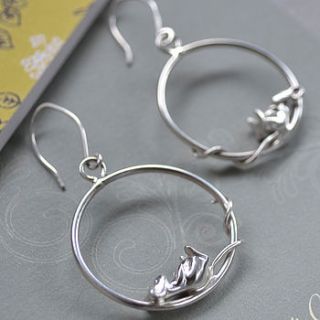 sleeping mouse hoop earrings sterling silver by nina louise