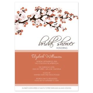 Cherry Blossom Bridal Shower Invitation (coral) by thehappypeacock