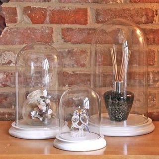 glass bell jar dome with cream base by lisa angel homeware and gifts
