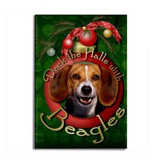 Christmas   Deck the Halls   Beagles Rectangle Mag by FrankzPawPrintz