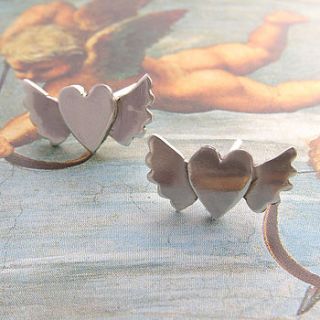 sterling silver heart and wings earrings by soremi