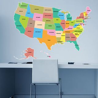 map of the usa wall stickers by the binary box