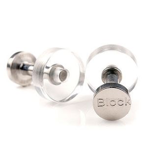 clear acrylic and stainless steel cufflinks by edition design shop