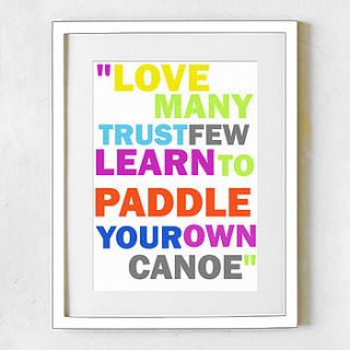 'love many, trust few' colourful print by hello monkey