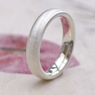 sterling silver ring with spun silk finish by lilia nash jewellery