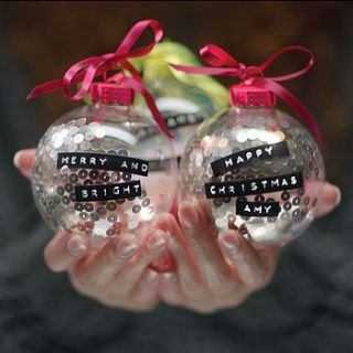 personalised tape sequin or snow bauble by the letteroom