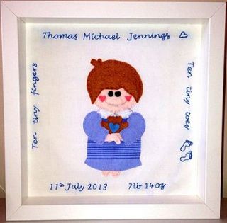 personalised baby boy embroidery by the house of jam and weasel