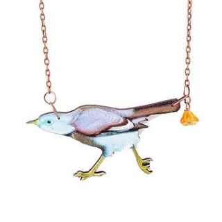 light blue wooden bird necklace by artysmarty